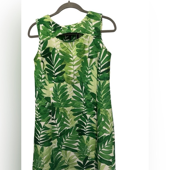 Julian Taylor New York Green Leaf Print Sleeveless Dress Size 6 - Picture 12 of 12